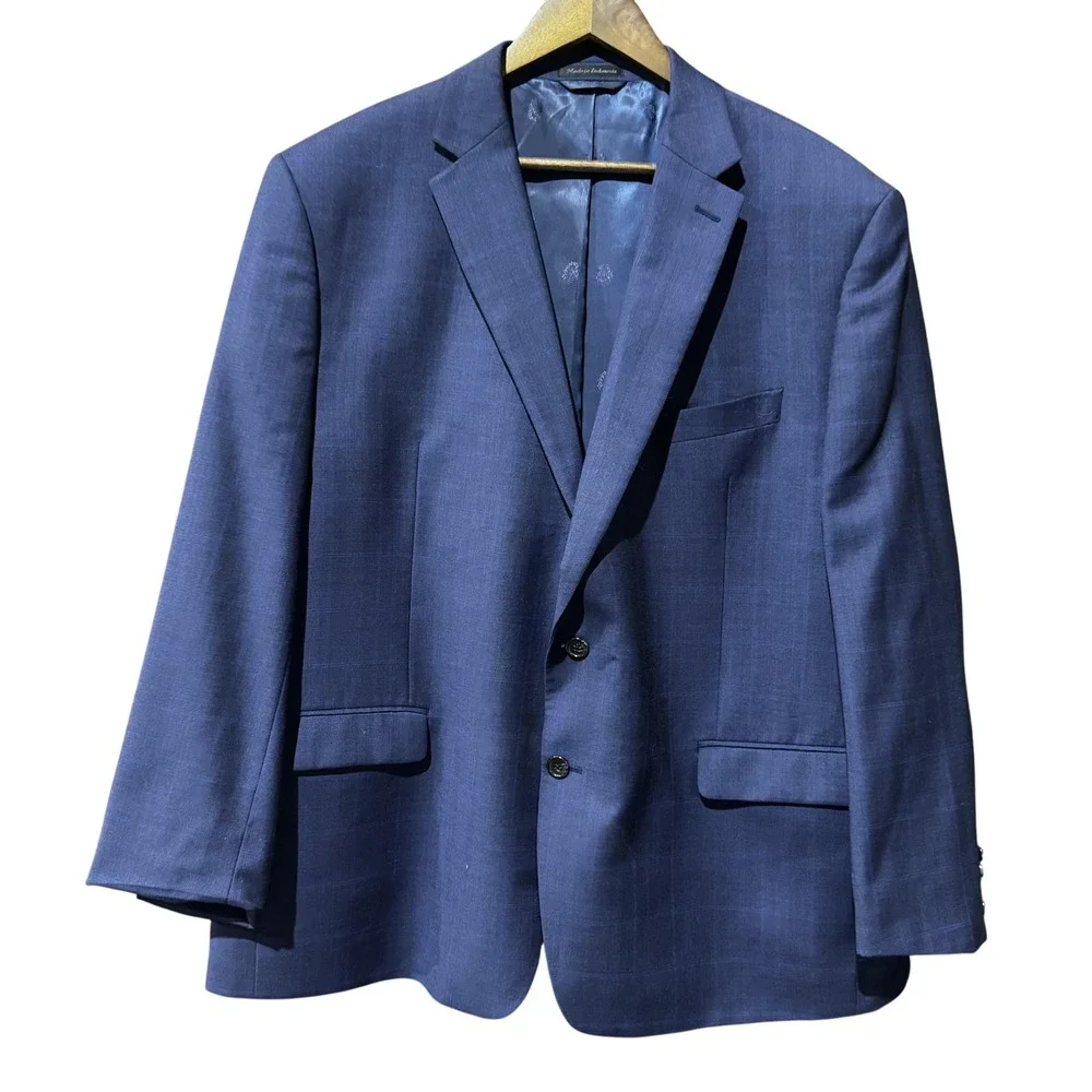 Lauren Ralph Lauren Blazer Mens 38R Blue Wool 2 Button Stretch Sport Coat Jacket